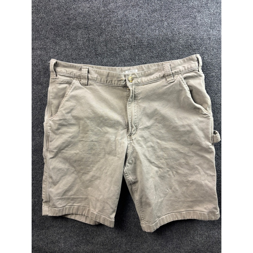 Carhartt Work Shorts Mens 38 Tan Rugged Flex Canvas Relaxed Fit BS3652-M